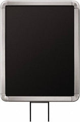 Lavi Industries - 11" High x 8-1/2" Long x 8-1/2" Wide Barrier Sign Frame - Aluminum, Satin Chrome Finish, Satin Aluminum, Use with Stanchion - Exact Tooling