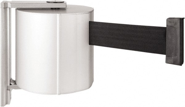 Lavi Industries - 8" High x 6-3/4" Long x 6-3/4" Wide Retractable Barrier Belt - Aluminum, Satin Chrome Finish, Satin Aluminum, Use with Wall Mount - Exact Tooling