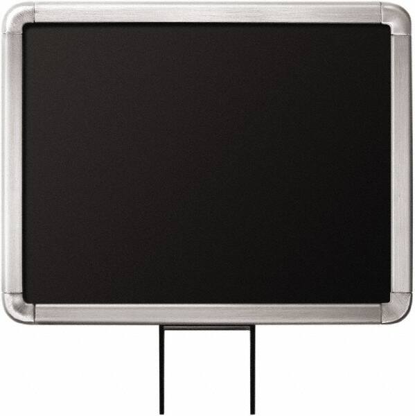 Lavi Industries - 11" High x 8-1/2" Long x 8-1/2" Wide Barrier Sign Frame - Aluminum, Satin Chrome Finish, Satin Aluminum, Use with Stanchion - Exact Tooling