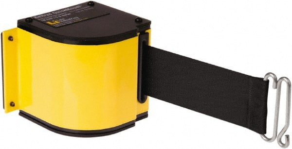 Lavi Industries - 3-1/2" High x 3-1/4" Long x 3-1/4" Wide Retractable Barrier Belt - Aluminum, Powdercoat Finish, Yellow, Use with Upright - Exact Tooling