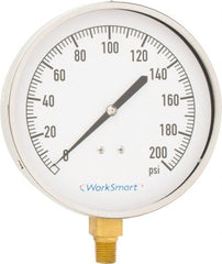 Value Collection - 4-1/2" Dial, 1/4 Thread, 0-200 Scale Range, Pressure Gauge - Lower Connection Mount, Accurate to 0.01% of Scale - Exact Tooling