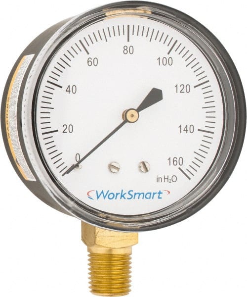Value Collection - 2-1/2" Dial, 1/4 Thread, 0-160 Scale Range, Pressure Gauge - Lower Connection Mount, Accurate to 1.5% of Scale - Exact Tooling
