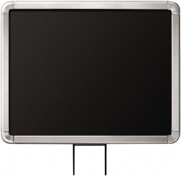 Lavi Industries - 14" High x 11" Long x 11" Wide Barrier Sign Frame - Aluminum, Satin Chrome Finish, Satin Aluminum, Use with Stanchion - Exact Tooling