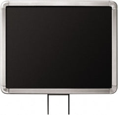 Lavi Industries - 14" High x 11" Long x 11" Wide Barrier Sign Frame - Aluminum, Satin Chrome Finish, Satin Aluminum, Use with Stanchion - Exact Tooling