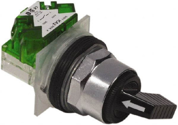 Schneider Electric - 1.18 Inch Mount Hole, 2 Position, Knob and Pushbutton Operated, Selector Switch - Black, Maintained (MA), Weatherproof and Dust and Oil Resistant - Exact Tooling