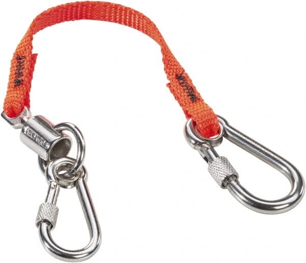 Proto - 12" Tethered Tool Lanyard - Carabiner Connection, 12" Extended Length, Orange - Exact Tooling