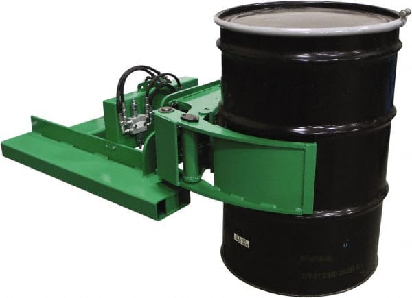 Valley Craft - 2,000 Lb Load Capacity, 30, 55 & 85 Gal Forklift Drum Handler - Steel Wheels - Exact Tooling
