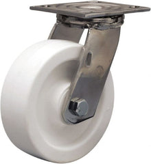 Hamilton - 6" Diam x 2" Wide x 7-1/2" OAH Top Plate Mount Swivel Caster - Polyolefin, 750 Lb Capacity, Delrin Bearing, 3-3/4 x 4-1/2" Plate - Exact Tooling