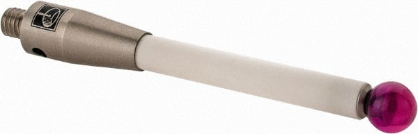 Renishaw - 0.2362 Inch Ball Diameter, Ceramic Stem, M4 Thread, Ruby Point Ball Tip CMM Stylus - 1-1/2 Inch Working Length, 0.1772 Inch Stem Diameter, 1.9685 Inch Overall Length - Exact Tooling
