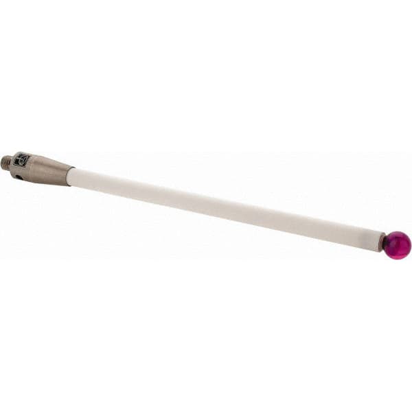 Renishaw - 0.2362 Inch Ball Diameter, Ceramic Stem, M4 Thread, Ruby Point Ball Tip CMM Stylus - 3-31/64 Inch Working Length, 0.1772 Inch Stem Diameter, 3-15/16 Inch Overall Length - Exact Tooling