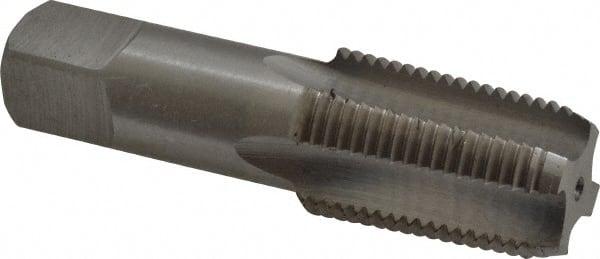 Hertel - 1/2-14 NPT Thread, 4 Flute Standard Pipe Tap - 3-1/8" OAL, 11/16" Shank Diam, Bright Finish, Carbon Steel - Exact Tooling