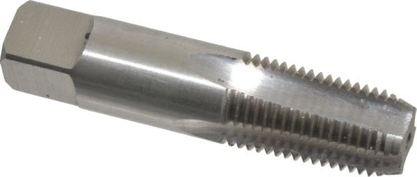 Hertel - 1/4-18 NPT Thread, 4 Flute Standard Pipe Tap - 2-7/16" OAL, 9/16" Shank Diam, Bright Finish, Carbon Steel - Exact Tooling