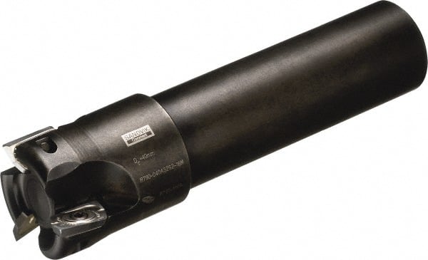 Sandvik Coromant - 1-1/2" Cut Diam, 12mm Max Depth of Cut, 1-1/4" Shank Diam, 5-1/4" OAL, Indexable Square Shoulder End Mill - Multiple Insert Styles, Cylindrical Shank, 90° Lead Angle, Through Coolant, Series CoroMill 790 - Exact Tooling