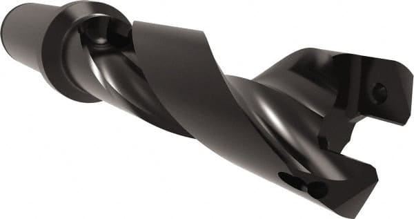 Allied Machine and Engineering - Series 24, 24 to 26mm Diam, 1" Diam Straight Shank with Flange, Helical Flute Spade Drill - 3-5/64" Max Depth, 4-31/64" Body Length, 6-49/64" OAL, Standard Length, Through Coolant - Exact Tooling