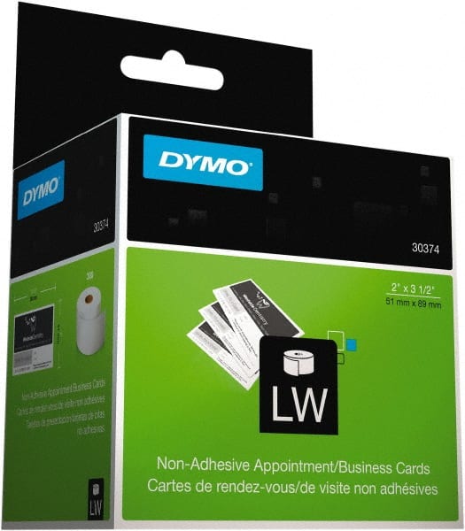 Dymo - 2" Wide x 3-1/2" Long, White Appointment Card Label - For DYMO LabelWriter Printers - Exact Tooling
