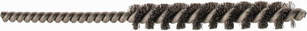 Brush Research Mfg. - 1/4" Diam Helical Stainless Steel Tube Brush - Single Spiral, 0.003" Filament Diam, 1" Brush Length, 3" OAL - Exact Tooling