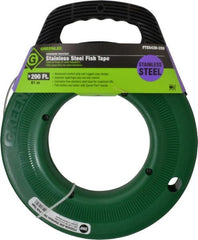 Greenlee - 200 Ft. Long x 1/8 Inch Wide, 0.045 Inch Thick, Stainless Steel Fish Tape - 400 Lb. Pulling Strength, Includes Case - Exact Tooling