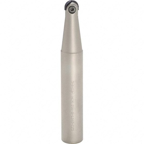 Iscar - 3/8" Cut Diam, 1/2" Shank Diam, 6" OAL, Indexable Ball Nose End Mill - 2" Head Length, Straight Shank, HCM D.38 Toolholder, HBR-QF, HCR Insert - Exact Tooling