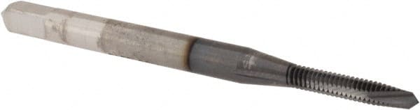 OSG - #2-56 UNC, 2 Flute, TiCN Finish, High Speed Steel Spiral Point Tap - Plug Chamfer, Right Hand Thread, 1-3/4" OAL, 7/16" Thread Length, 0.141" Shank Diam, 2B Class of Fit - Exact Tooling