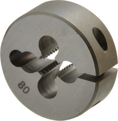 OSG - #12-24 UNC Thread, 1" Outside Diam High Speed Steel Round Die - 3/8" Thick, Right Hand Thread, Adjustable - Exact Tooling