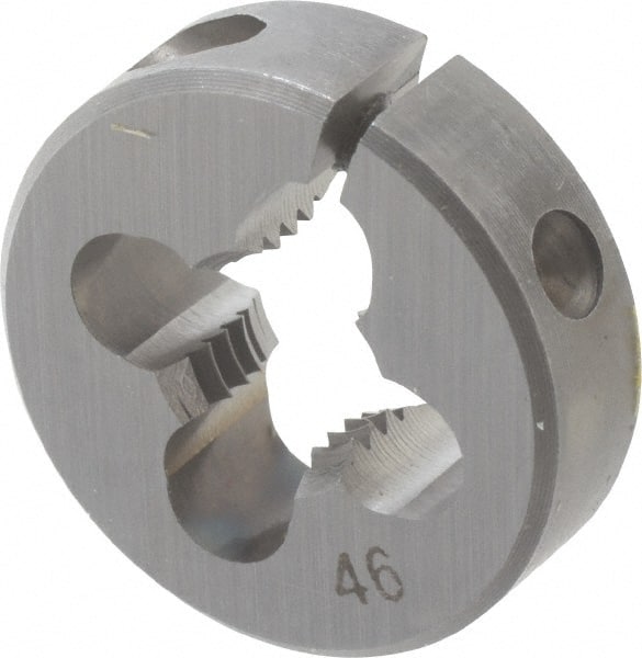 OSG - 5/16-24 UNF Thread, 13/16" Outside Diam High Speed Steel Round Die - 1/4" Thick, Right Hand Thread, Adjustable - Exact Tooling