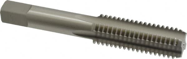 OSG - 5/8-11 UNC 3B 4 Flute Bright Finish High Speed Steel Straight Flute Standard Hand Tap - Bottoming, Left Hand Thread, 3-13/16" OAL, 1-13/16" Thread Length, H3 Limit, Oversize - Exact Tooling