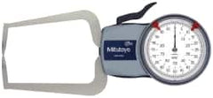 Mitutoyo - 0.8 Inch Max Measurement, 0.0005 Inch Graduation, Outside Dial Caliper Gage - 3.2 Inch Leg Length, 0.0015 Inch Accuracy - Exact Tooling