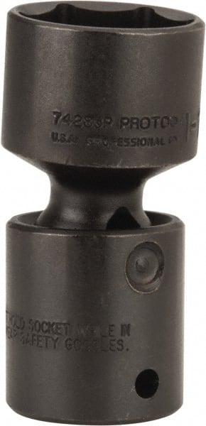 Proto - 1/2" Drive 1-1/8" Standard Universal Impact Socket - 6 Points, 3" OAL - Exact Tooling