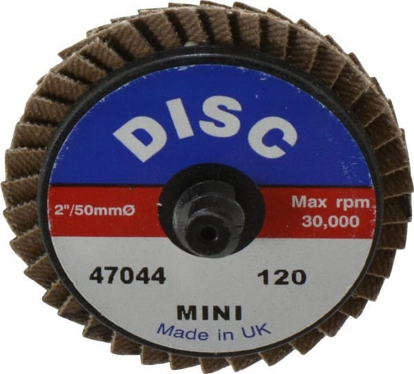 Garryson - 120 Grit, 2" Disc Diam, Type 27 Zirconia Alumina Flap Disc - 30,000 Max RPM, Nylon Backing, Quick Change Type R Attaching System, Coated - Exact Tooling