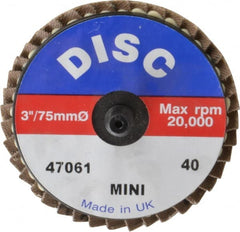 Garryson - 40 Grit, 3" Disc Diam, Type 27 Zirconia Alumina Flap Disc - 20,000 Max RPM, Nylon Backing, Quick Change Type R Attaching System, Coated - Exact Tooling
