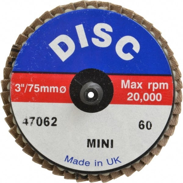 Garryson - 60 Grit, 3" Disc Diam, Type 27 Zirconia Alumina Flap Disc - 20,000 Max RPM, Nylon Backing, Quick Change Type R Attaching System, Coated - Exact Tooling