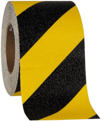 NMC - Black & Yellow Striped Anti-Slip Vinyl Tape - 6" Wide x 60' Long x 0.02" Thick, General Traffic - Exact Tooling