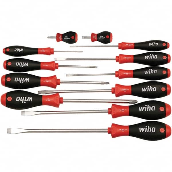 Wiha - 12 Piece Slotted, Phillips & Stubby Screwdriver Set - Exact Tooling