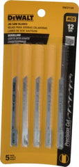 DeWALT - 3" Long, 12 Teeth per Inch, High Carbon Steel Jig Saw Blade - Toothed Edge, 1/4" Wide x 1/16" Thick, U-Shank - Exact Tooling