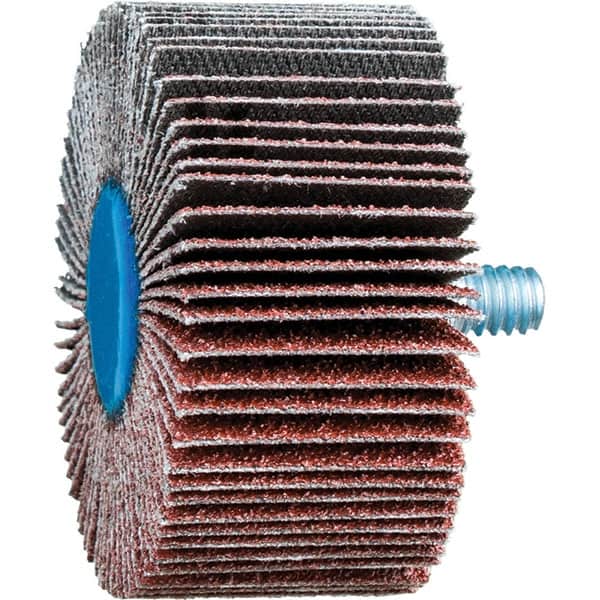 PFERD - 2" Diam x 1" Face Width, Aluminum Oxide Coated Mounted Flap Wheel - 1/4-20 Threaded Mount, 60 Grit, 23,000 Max RPM - Exact Tooling