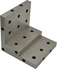 SPI - 6" Wide x 6" Deep x 6" High Steel Precision-Ground Angle Plate - Stepped Plate, Machined Holes on Surface, Open End - Exact Tooling