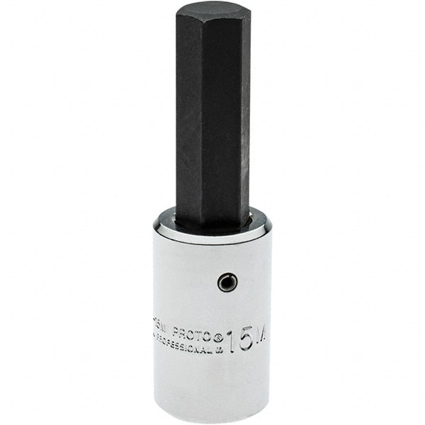 Proto - 1/2" Drive, 15mm Hex Bit Socket - 3-5/8" OAL, 1" Bit Length - Exact Tooling