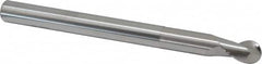 SGS - 1/2" Diam, 5/8" LOC, 2 Flute Solid Carbide Ball End Mill - Uncoated, Single End, 6" OAL, 1/2" Shank Diam, Spiral Flute - Exact Tooling