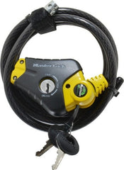 Master Lock - 6' Long 4 Pin Tumbler Keyed Padlock Cable & Lock - 3/8" Diam, Keyed Alike - Exact Tooling