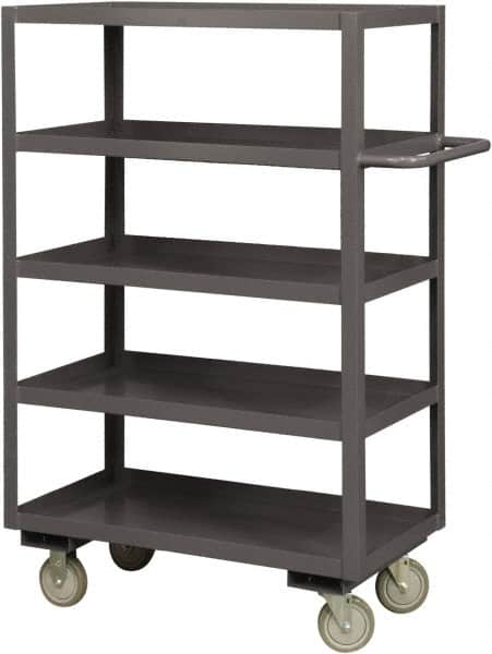Durham - 1,200 Lb Capacity, 30" Wide x 48" Long x 55-5/8" High Service Cart - 5 Shelf, Steel, 2 Rigid/2 Swivel Casters - Exact Tooling