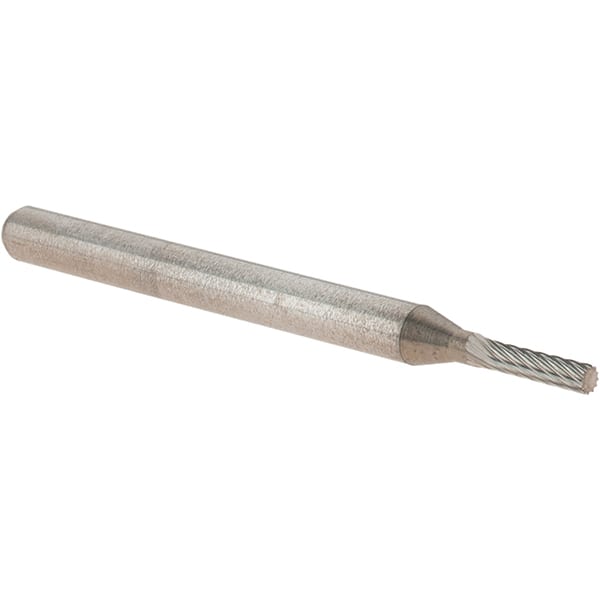 M.A. Ford - 1/16" Cut Diam, 1/8" Shank Diam, Cylinder Head Double Cut Burr - Carbide, Flat End, 1/4" LOC, 1-1/2" OAL - Exact Tooling