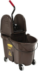 Rubbermaid - 35 Qt Plastic Bucket & Wringer - 20-1/8" Long x 36-1/2" High x 15-3/4" Wide, Brown - Exact Tooling