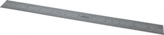 SPI - 12" Long, 1/100, 1/64, 1/50, 1/32" Graduation, Rigid Steel Rule - 16R Graduation Style, 1" Wide, Silver, Satin Chrome Finish - Exact Tooling