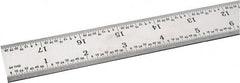SPI - 18" Long, 1/100, 1/64, 1/32, 1/10" Graduation, Rigid Steel Rule - 5R Graduation Style, 1-1/8" Wide, Silver, Satin Chrome Finish - Exact Tooling