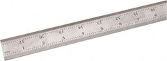 SPI - 18" Long, 1/100, 1/64, 1/50, 1/32" Graduation, Rigid Steel Rule - 16R Graduation Style, 1-1/8" Wide, Silver, Satin Chrome Finish - Exact Tooling