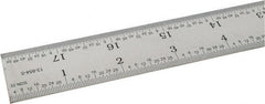 SPI - 18" Long, 1/64, 1/32" and 0.5, 1mm Graduation, Rigid Steel Rule - English/Metric Graduation Style, 1-1/8" Wide, Silver, Satin Chrome Finish - Exact Tooling