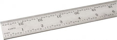 SPI - 24" Long, 1/100, 1/64, 1/32, 1/10" Graduation, Rigid Steel Rule - 5R Graduation Style, 1-1/8" Wide, Silver, Satin Chrome Finish - Exact Tooling
