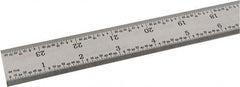 SPI - 24" Long, 1/64, 1/32" and 0.5, 1mm Graduation, Rigid Steel Rule - English/Metric Graduation Style, 1-1/8" Wide, Silver, Satin Chrome Finish - Exact Tooling