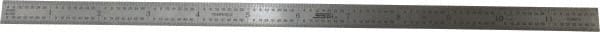 SPI - 12" Long, 1/100, 1/64, 1/32, 1/10" Graduation, Flexible Stainless Steel Rule - 5R Graduation Style, 1/2" Wide, Silver, Polished Finish - Exact Tooling