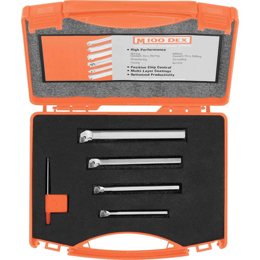 Micro 100 - 0.63" Min Bore Smallest Bar, 0.925" Min Bore Largest Bar, Indexable Boring Bar Set - Exact Tooling